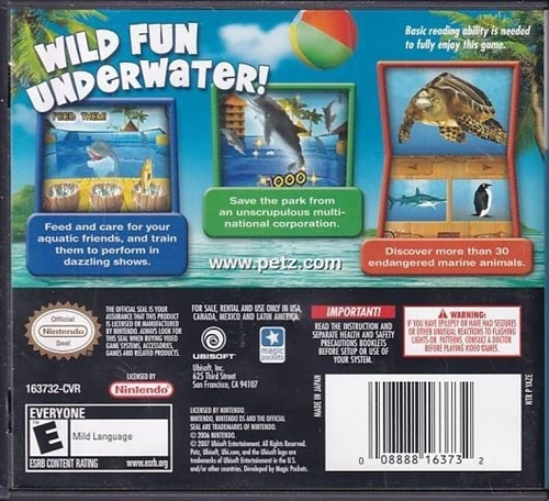 Petz Wild Animals Dolphinz - Amerikansk Version - Nintendo DS (B Grade) (Genbrug)